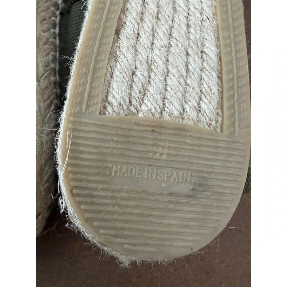Diegos Handmade in Spain Olive‎ Green Canvas Espadrilles Jute Slip On Flats 37